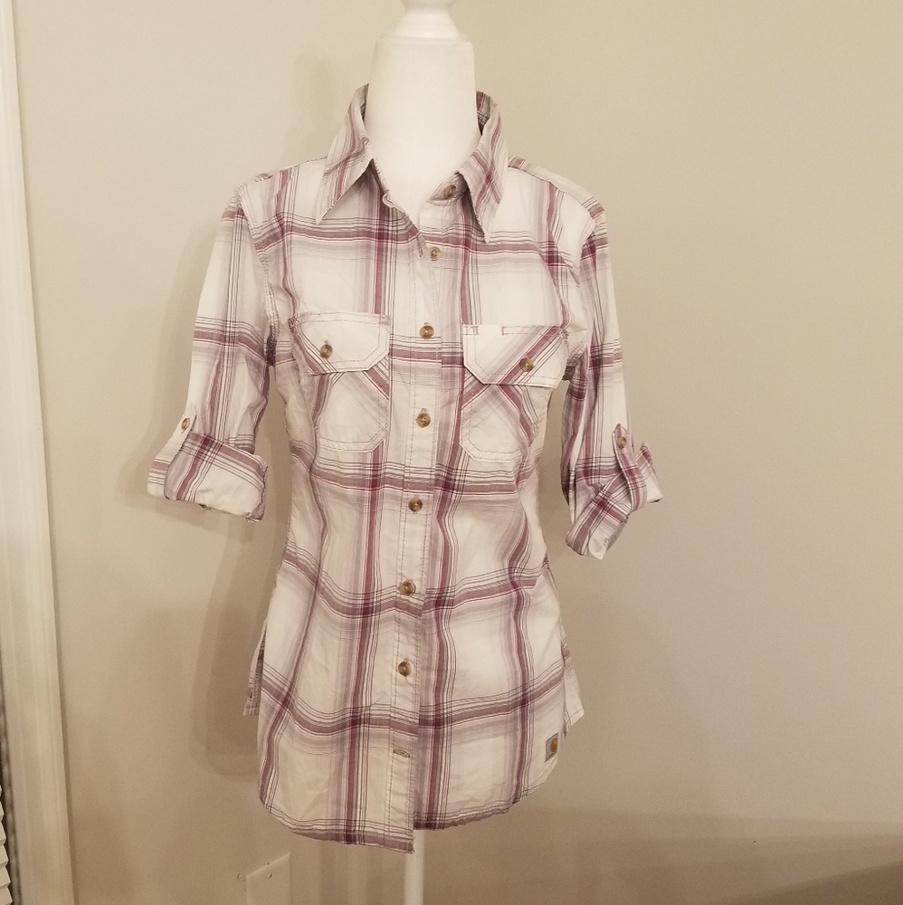 Carhartt plaid button down 90s shirt size XS